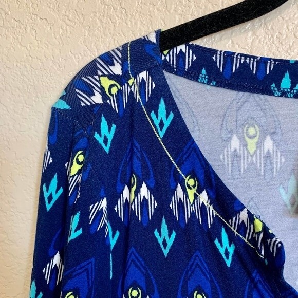 Hatley Blue Dress V neckline Long sleeve A line dress size M boho grannycore - Picture 6 of 9